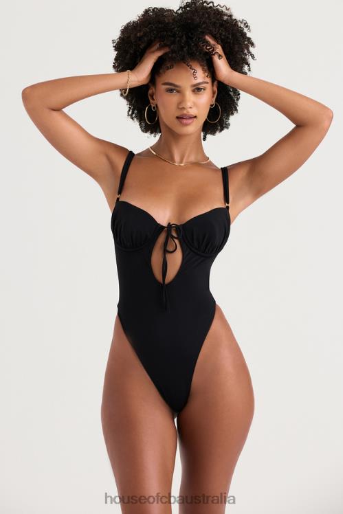 House of CB Cannes Black Cutout Swimsuit BVP8N1210 Clothing